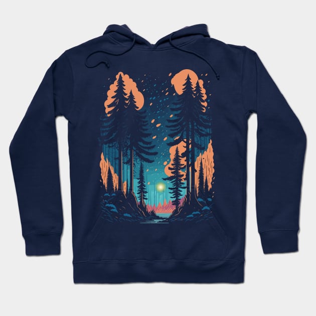 Pines Tree Night Hoodie by bobyberto